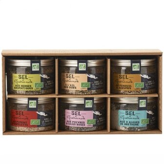 Ontdekkingsdoos van 6 x bio Gu&eacute;rande zouten 900gr